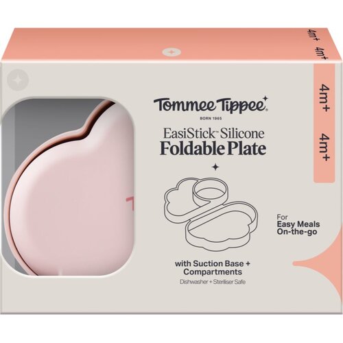 Tommee Tippee EasiStick&amp;trade; Silicone Foldable Plate kutija za užinu 4m+ Pink 1 kom Slike