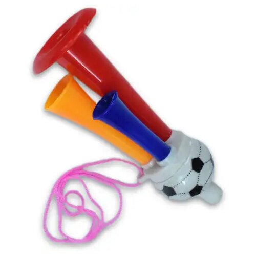 Magic Toys Trobenta za okoli vratu nogometna žoga s trojno dudo 13 cm Slike