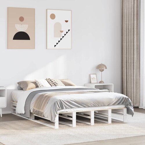 VidaXL Okvir kreveta bez madraca bijeli 150x200 cm od masivne borovine Slike