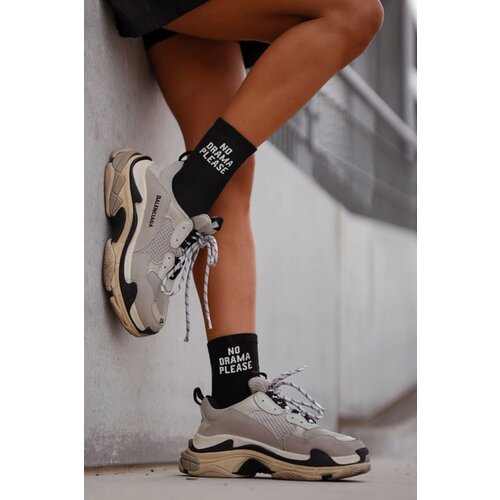 Milena Women's Socks With The Text NO DRAMA PLEASE Black Cijene