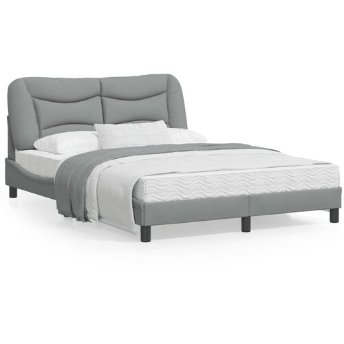VidaXL Okvir kreveta s LED svjetlima svjetlosivi 140x190 cm od tkanine Slike