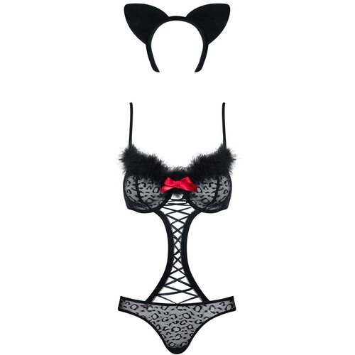Obsessive Trodijelni kostim Gepardina S/M, crni Slike