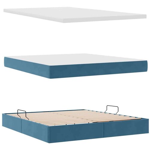  Krevet s prostorom za pohranu s LED-om Tamno plava 180 x 200 cm Slike