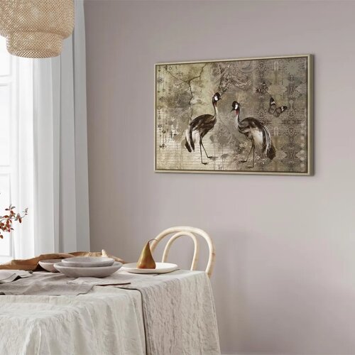 Slika - Retro Cranes (1 Part) Wide 60x40 U prirodnom drvenom okviru Slike