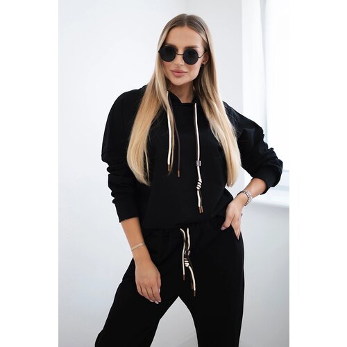 Kesi Włoski Viscose set Punto Milano Winter hoodie + pants black Slike