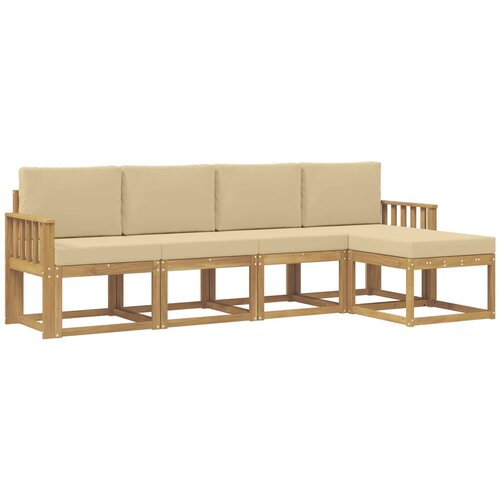 vidaXL Zunanja garnitura za sedenje z blazino 5 pcs Bela in bež, (5000280352) Cene