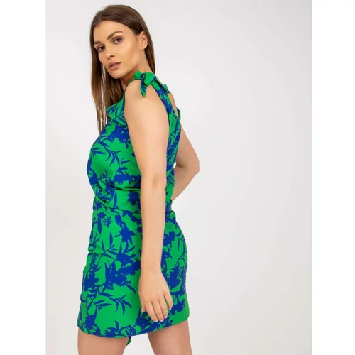 Fashion Hunters Green and blue summer top with a RUE PARIS flower pattern