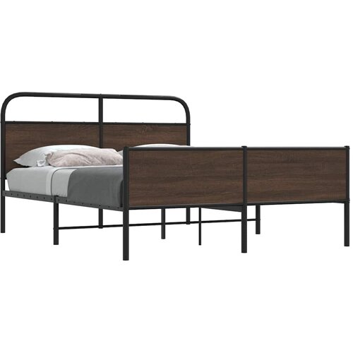  Metalni okvir kreveta bez madraca smeđa boja hrasta 150x200 cm Cene