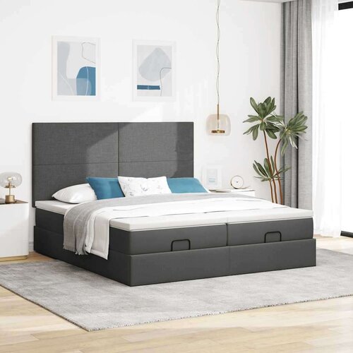 VidaXL otomanski okvir kreveta s madracima tamnosivi 200x200cm tkanine Slike