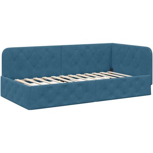 vidaXL Kotna postelja z vzglavjem Modra 100 x 200 cm Žamet, (5000106846) Cene