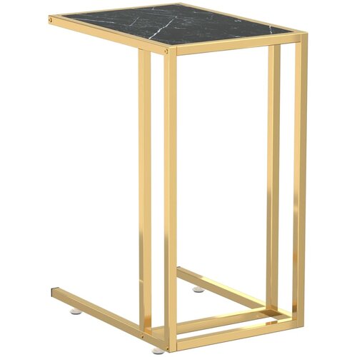  Bočni stolić za računalo crni mramor 50x35x65 cm kaljeno staklo Slike