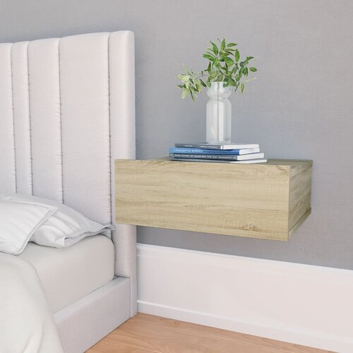The Living Store Stenska nočna omarica sonoma hrast 40x30x15 cm inženirski les - Stenska Nočna Omarica, (21433769) Slike