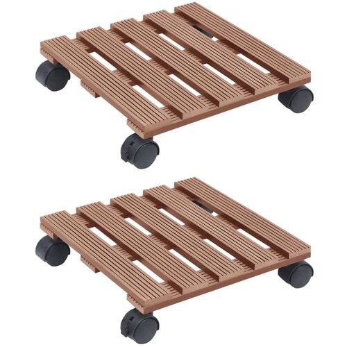 VidaXL kolica za biljke 2 kom smeđa 30 x 30 x 7,5 cm WPC Slike