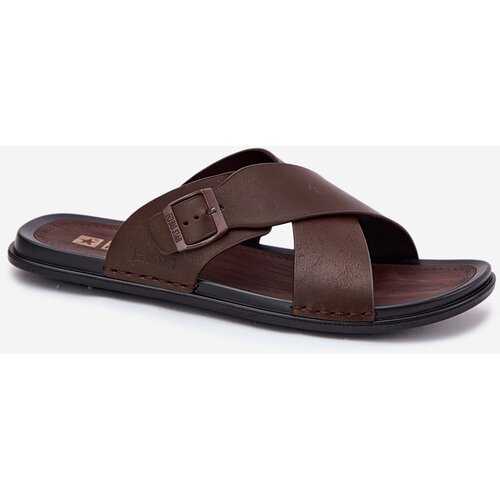 Big Star Leather Men Slippers With Buckle Cene