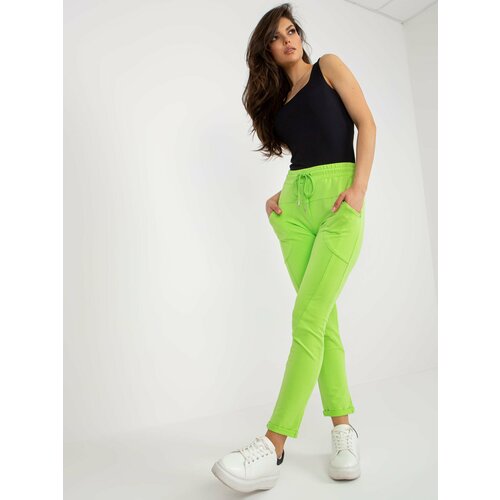 Fashion Hunters Women's lime sweatpants with pockets Cene