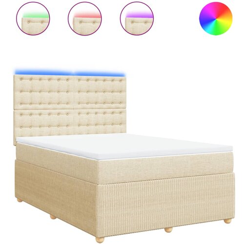 vidaXL Box spring postelja z vzmetnico krem 140x200 cm blago, (21307946) Cene