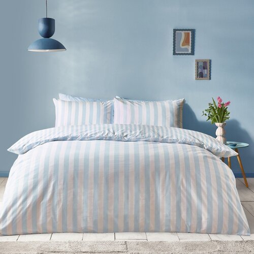 Sassy B Bela/modra 3-delna posteljnina za zakonsko posteljo 200x200 cm Stripe Tease &amp;ndash; Slike