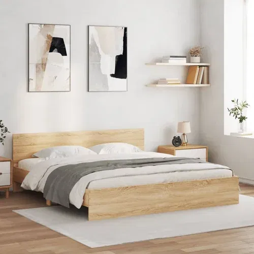  Okvir kreveta s uzglavljem boja hrasta sonome 200 x 200 cm