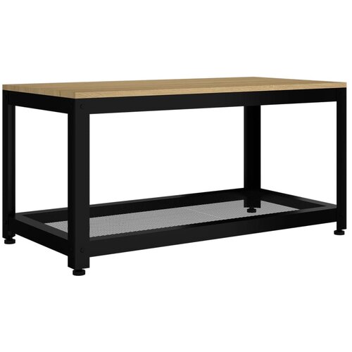 Maison Chic Klubska mizica - kavna mizica - Nizka mizica svetlo rjava in črna 90x45x45 cm MDF in železo, (21752887) Slike