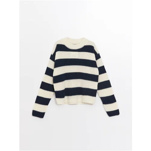 LC Waikiki Girls' Crew Neck Striped Long Sleeve Knitwear Sweater