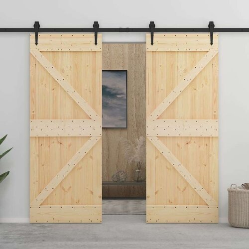  Klizna vrata s priborom za montažu 90 x 210 cm masivna borovina Cijene