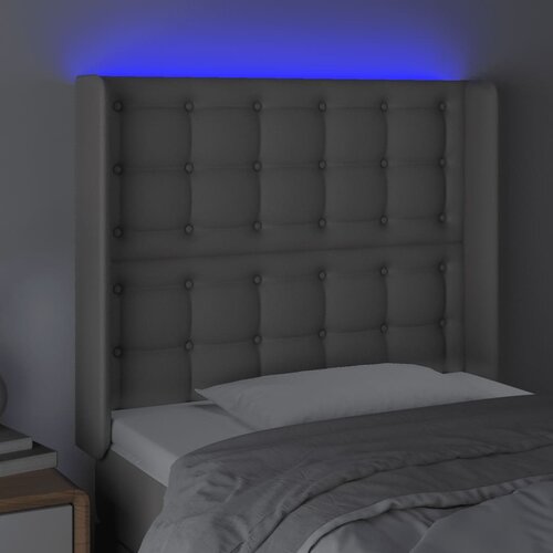  LED uzglavlje sivo 93x16x118/128 cm od umjetne kože Slike