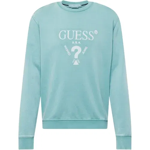 Guess Sweater majica neonsko plava / bijela