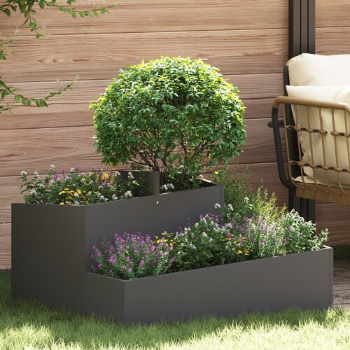 VidaXL Saksija Crna 80x80x50 cm Hladno valjani čelik Slike