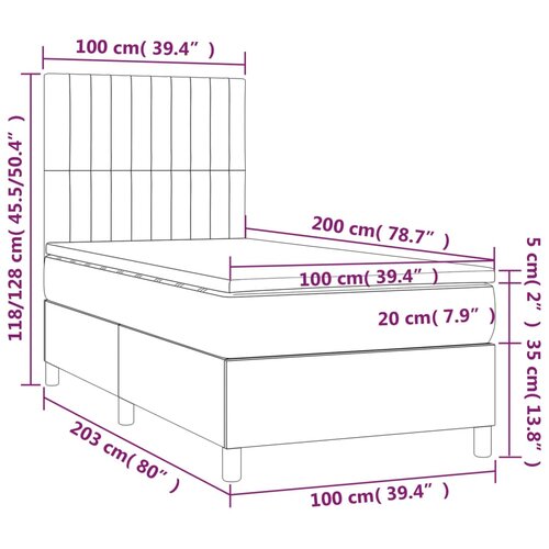  s oprugama i madracem krem 100 x 200 cm od tkanine Slike