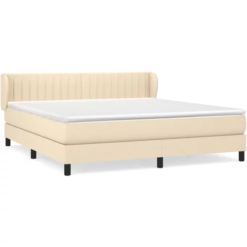 vidaXL Box spring postelja z vzmetnico krem 160x200 cm blago, (20895528)