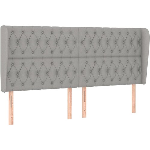 VidaXL Vzglavje z u&amp;scaron;esi svetlo sivo 203x23x118/128 cm blago, (20736440) Slike
