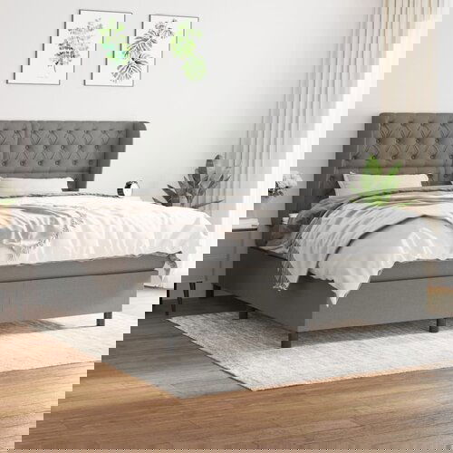 The Living Store Box spring postelja z vzmetnico temno siva 160x200 cm blago - Box Spring Postelja, (21515150) Slike