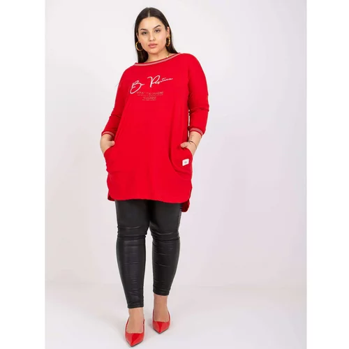 Fashion Hunters Larger red jersey tunic with the inscription Blanche