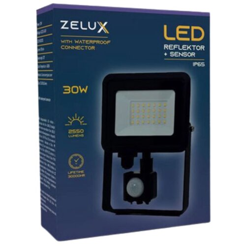 Zelux LED reflektor 30W 2550lm 4000K s PIR senzorjem gibanja IP65 z vododtesnim konektorjem Cene
