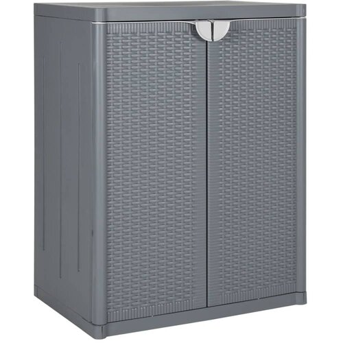 vidaXL Vrtna omara siva 65x45x88 cm PP ratan Cene