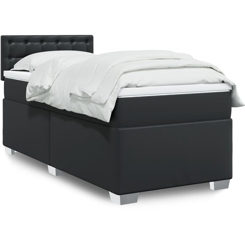 VidaXL Krevet s oprugama i madracem crni 90 x 200 cm od umjetne kože Slike
