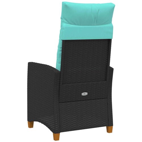  Fotelja za ležanje s pločom za čaj 62 x 64 x 112 cm poliratan - Crna i tirkizna Slike