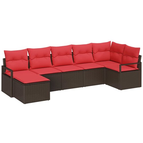 vidaXL Vrtna sedežna garnitura z blazino 7 pcs Rjava in rdeča, (5000021771) Cene