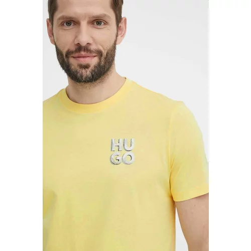 Hugo Bombažna kratka majica moški, rumena barva