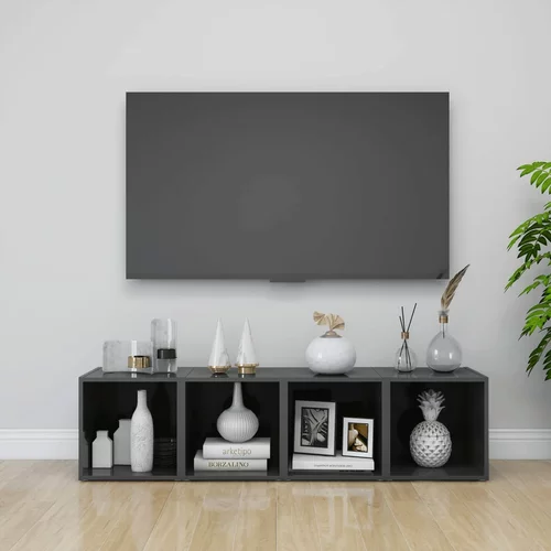 vidaXL TV omarice 4 kosi visok sijaj sive 37x35x37 cm iverna plošča