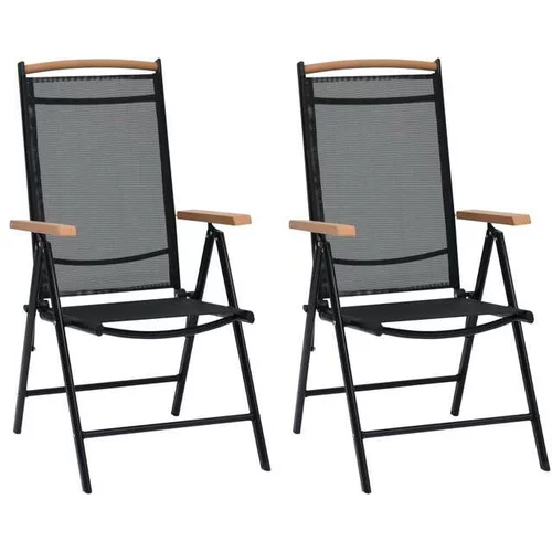  Zložljivi vrtni stoli 2 kosa aluminij in tekstil črne barve