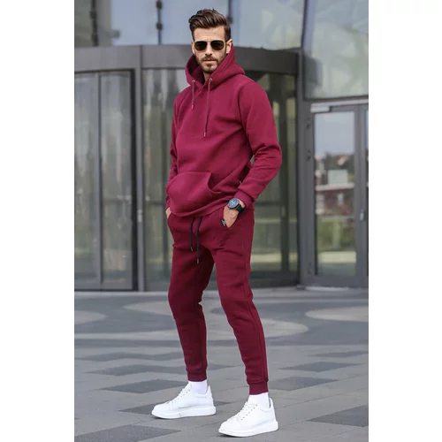 Madmext Sports Sweatsuit Set - Burgundy - Relaxed fit