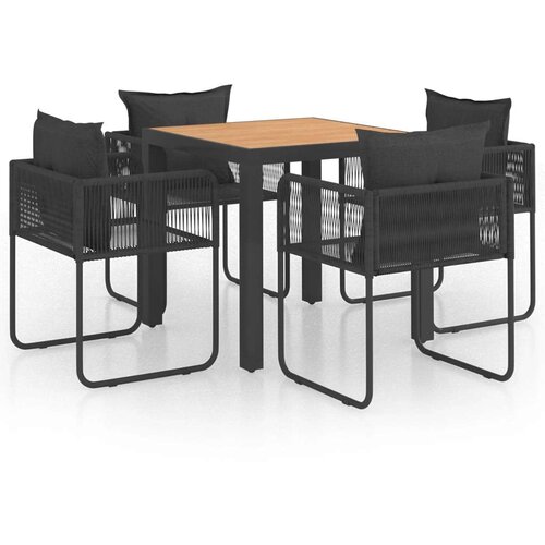 In 5-dijelni vrtni blagovaonski set od PVC ratana crno-smeđi Cijene