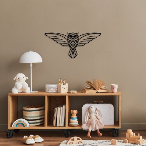 Wallity Zidna dekoracija Owl - 288, 17 x 38 cm, Crna Cene