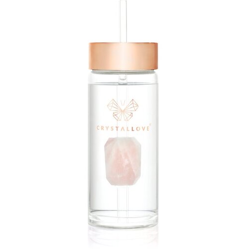 Crystallove Amethyst Straw Water Bottle staklena boca za vodu sa slamkom Rose 400 ml Cijene