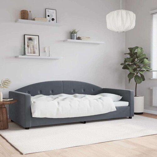  Dnevna postelja brez vzmetnice temno siva 90x190 cm žamet Slike
