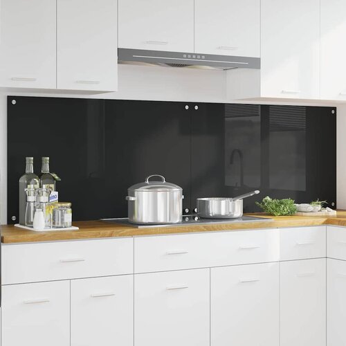 VidaXL Za&amp;scaron;čita za kuhinjo Črna 100 x 60 x 0.8 cm kaljeno steklo Slike