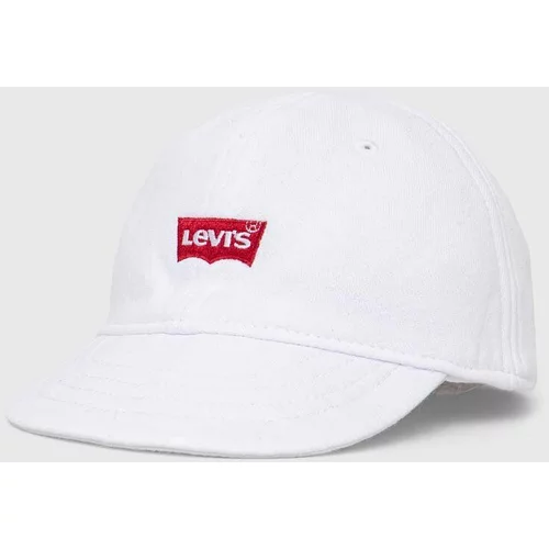 Levi's Otroška bombažna bejzbolska kapa LAN BATWING SOFT CAP bela barva