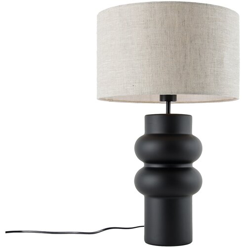 QAZQA Design tafellamp zwart stoffen kap lichtgrijs 35 cm - Alisia Cene