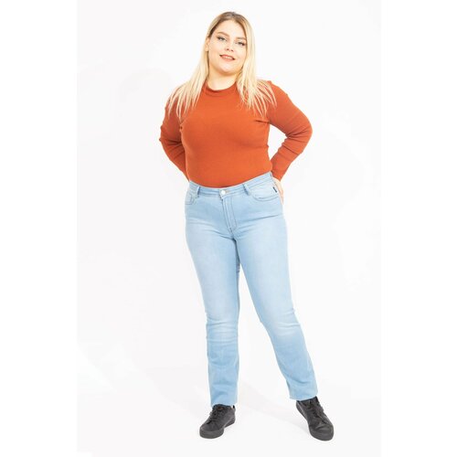 Şans Women's Large Size Blue 5 Pocket Lycra Jeans Slike